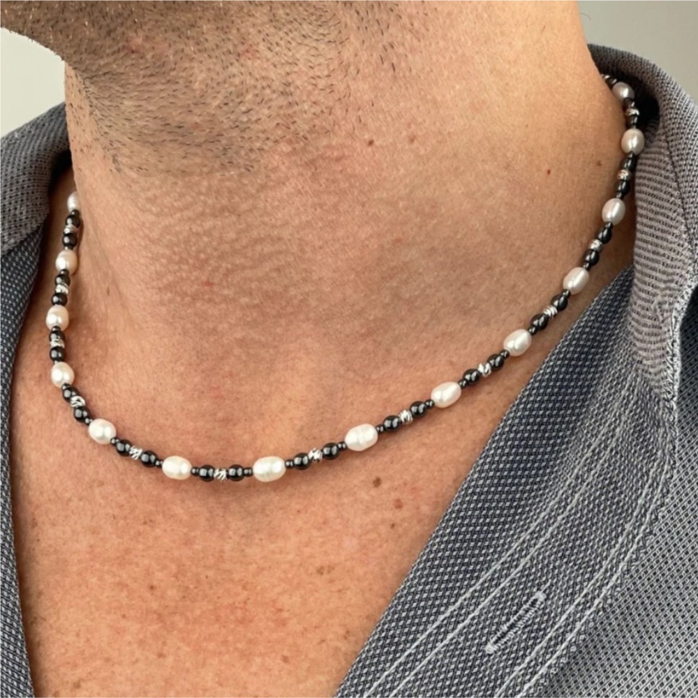 Pearl Choker Necklace Vintage - Ретро черный натуральный камень барокко жемчужная