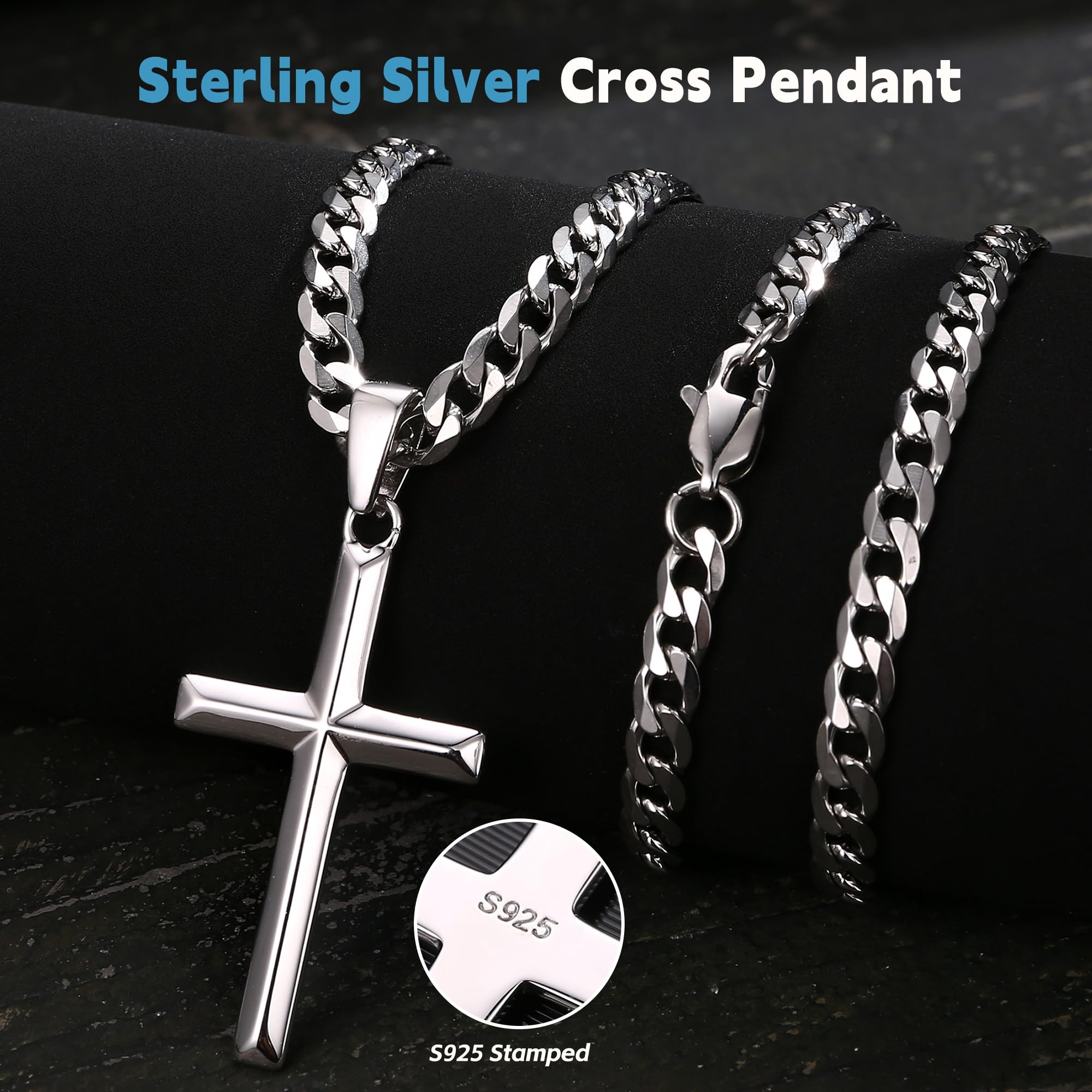 925 Sterling Silver Chain Necklace Men - Fansilver ожерелье с крестом из стерлингового