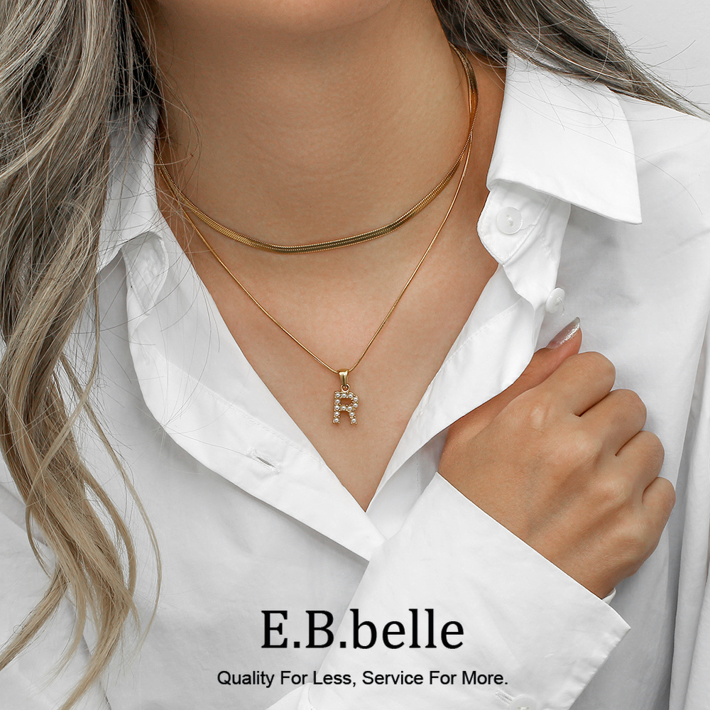 Initial Letter Necklace 18K Gold - E.B.belle нержавеющая сталь 18K позолоченная имитация