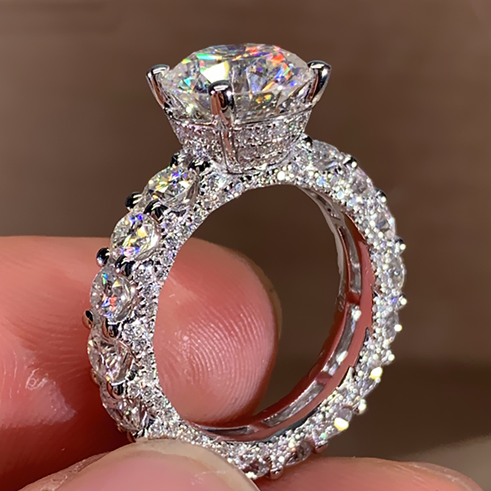 Moissanite Engagement Ring 1 Carat - Роскошное женское обручальное/праздничное кольцо из цельного