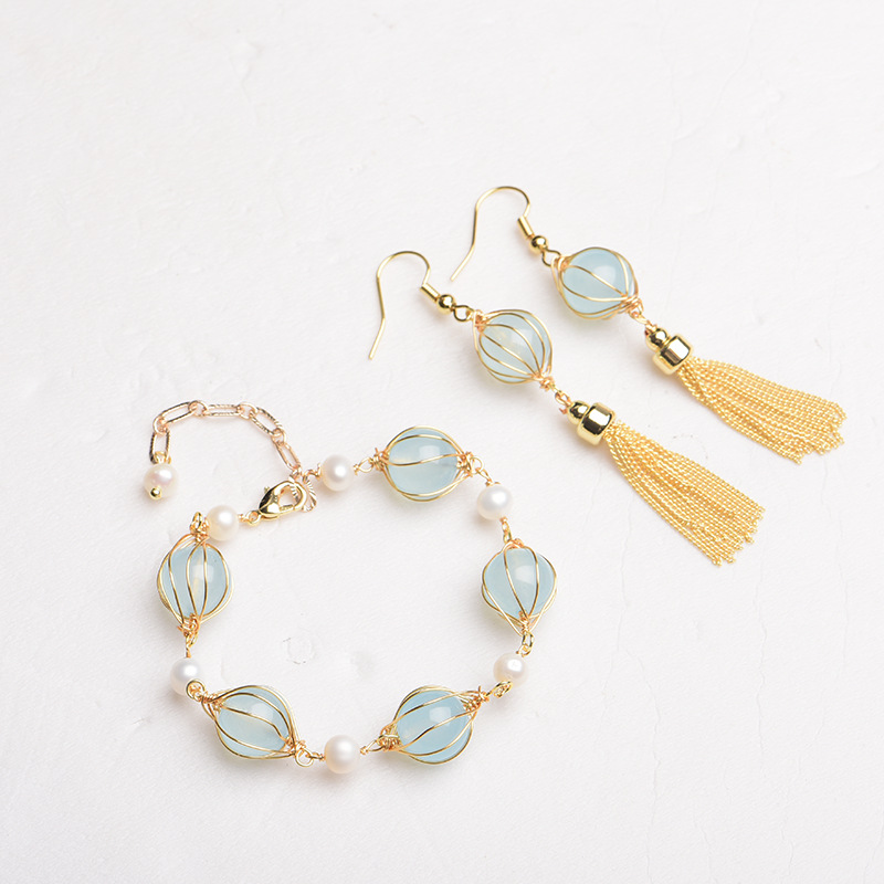 Earrings - Синие серьги из натурального нефрита, модные