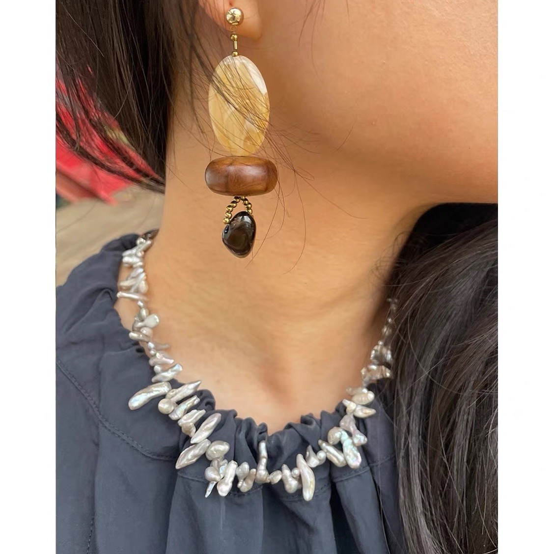 Pearl Choker Necklace Vintage - Богемное ожерелье-чокер в стиле барокко с
