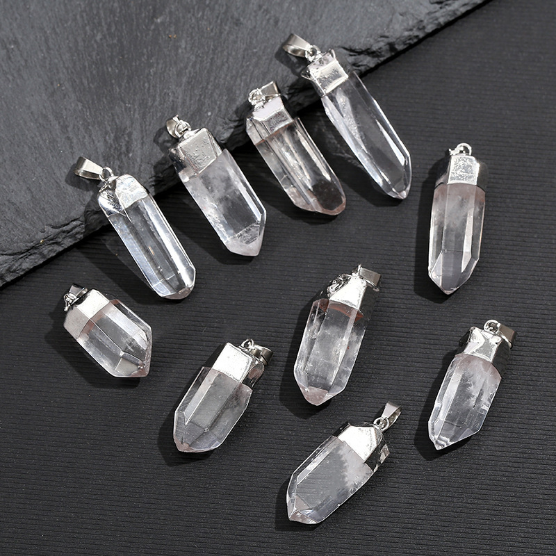Crystal Pendant Necklace Natural Stone - Натуральный кристалл кварца, подвеска с гальваническим