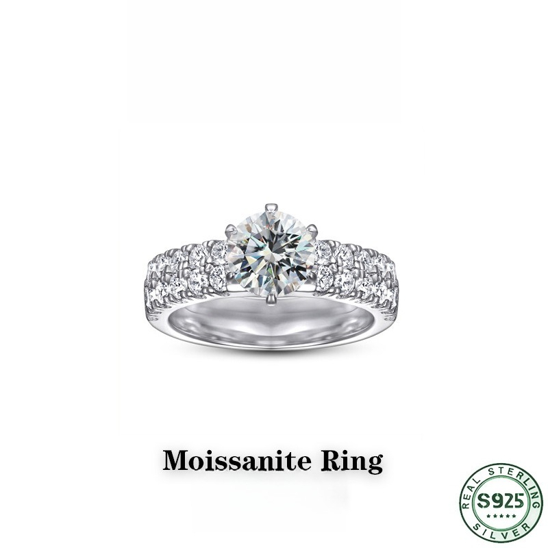 Moissanite Engagement Ring 1 Carat - Популярное модное кольцо из 100% серебра