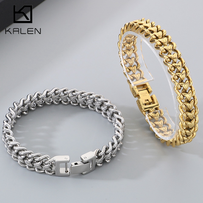 Cuban Link Chain 12Mm - Браслет KALEN из блестящей нержавеющей стали
