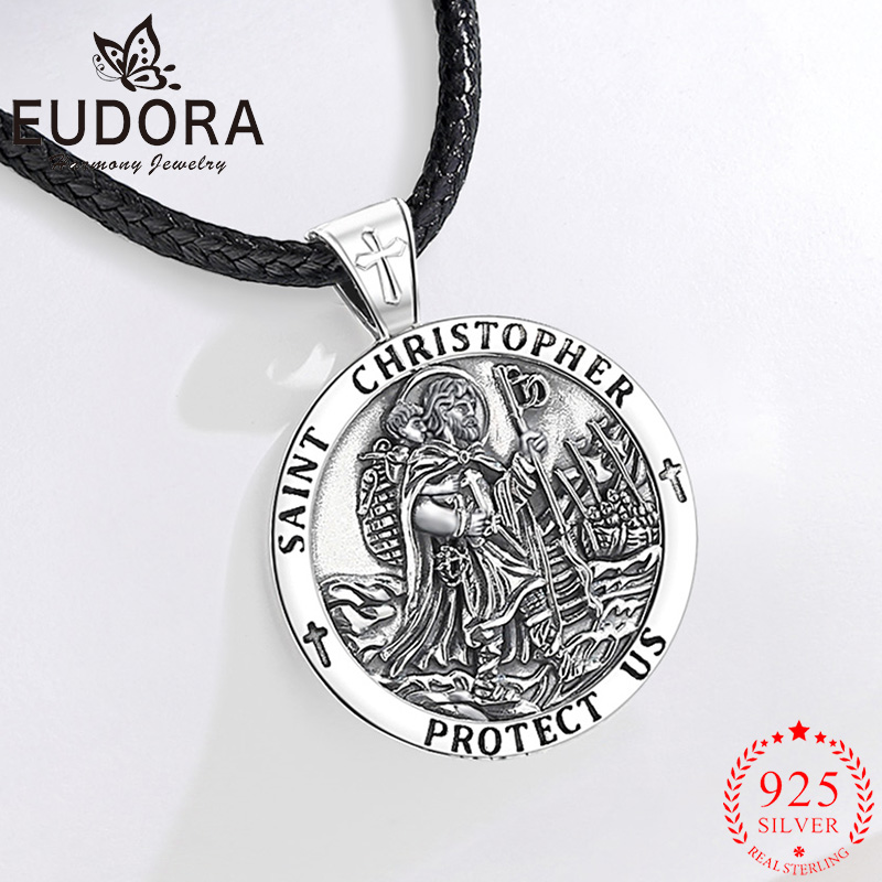 925 Sterling Silver Chain Necklace Men - Eudora, новинка, стерлинговое серебро 925, кулон
