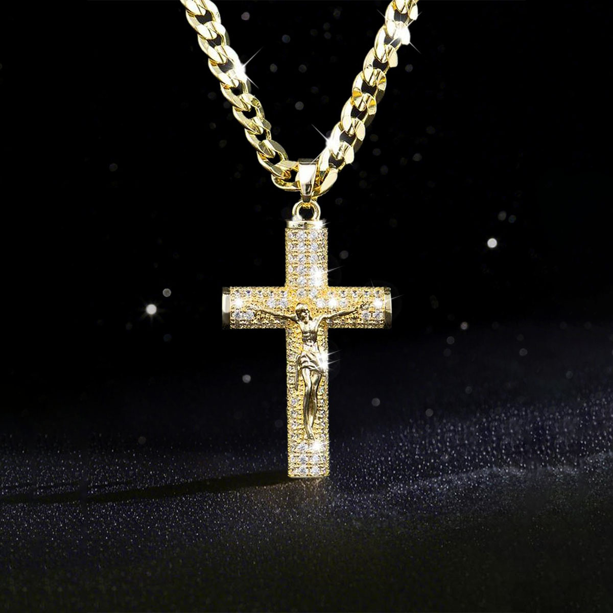 Позолоченное мужское ожерелье  – обзор и цена Cross Pendant Necklace Gold