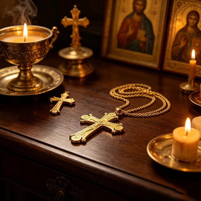 Премиум-крест-кулон с изображе – обзор и цена Cross Pendant Necklace Gold