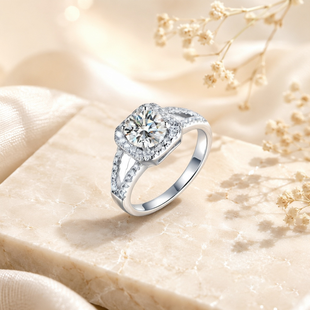 Популярное кольцо с бриллианто – обзор и цена Moissanite Engagement Ring 1 Carat