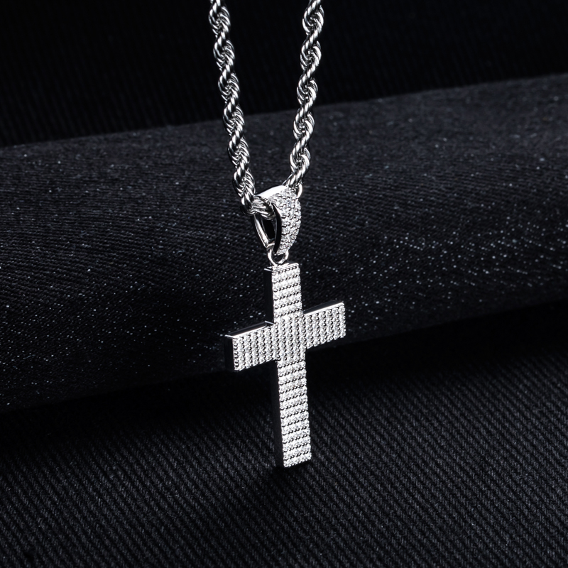 MossanRappr Муассанит Bling Кр – обзор и цена 925 Sterling Silver Chain Necklace Men