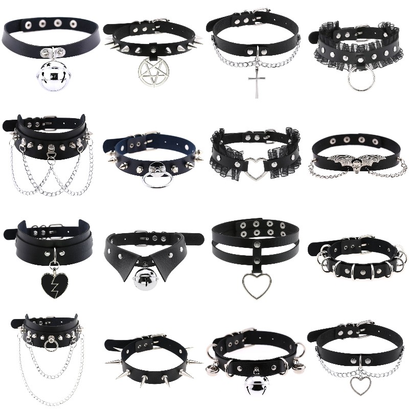 Модное кожаное колье с шипами  – обзор и цена Goth Punk Spike Choker