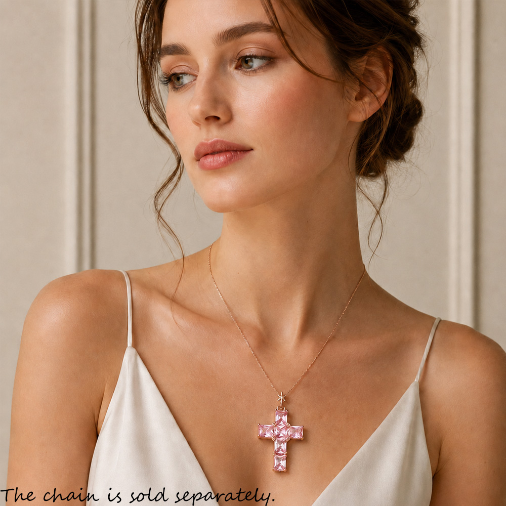 Подвесной крест с розовыми кам – обзор и цена Cross Pendant Necklace Gold