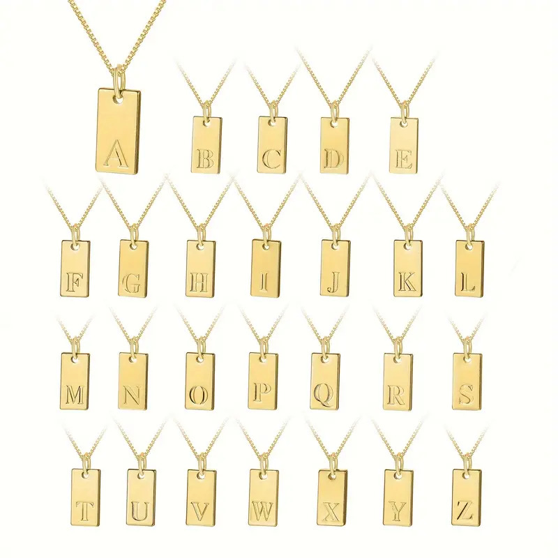 Крошечные квадратные 26 началь – обзор и цена Initial Letter Necklace 18K Gold